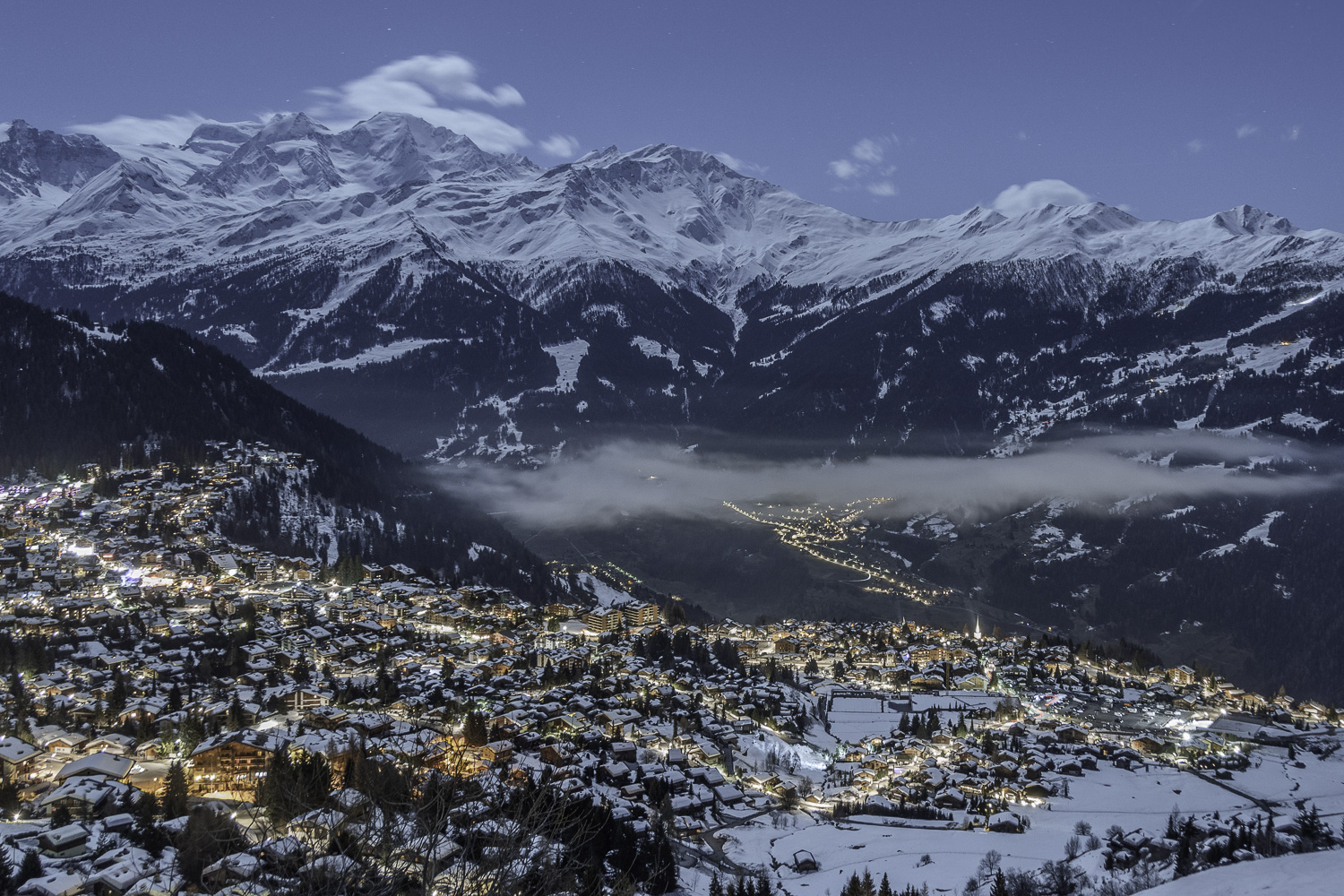 Verbier Valley at twilight